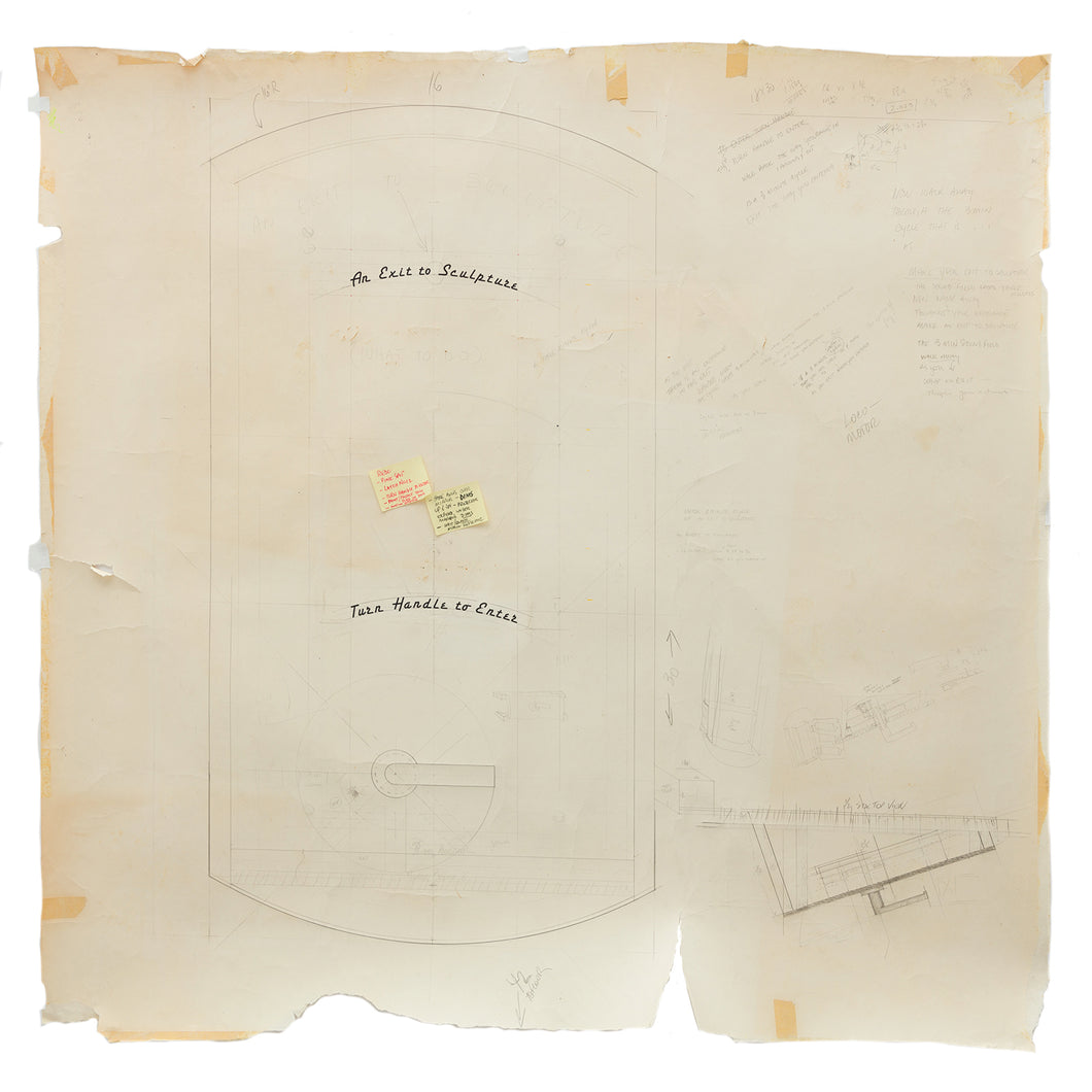 An Exit to Sculpture by Michael Brewster Ink and graphite on drafting paper 36 x 35 inches 91.5 x 89 centimeters   